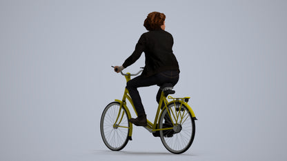 scanned 3D man casual cycling, photogrammetry people for Enscape and V-Ray, front view render