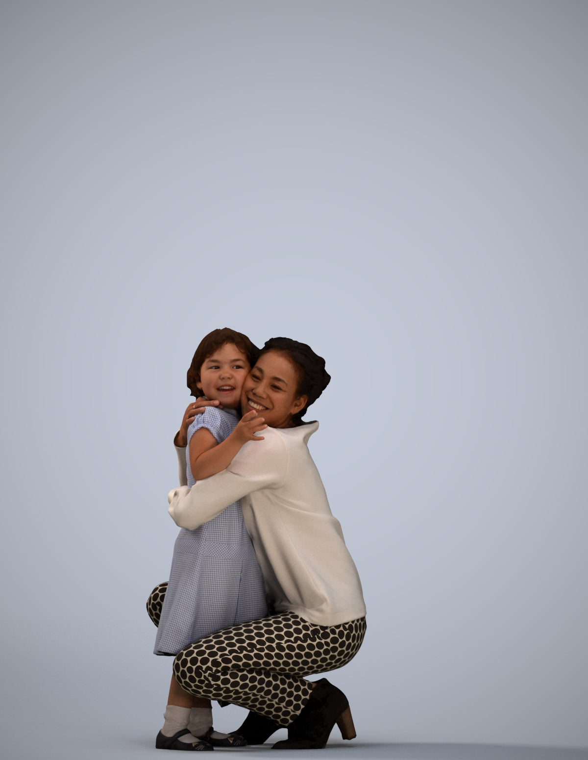 realistic 3D girl casual kids, scanned archviz people for Blender and 3ds Max