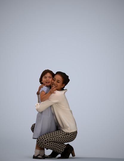 realistic 3D girl casual kids, scanned archviz people for Blender and 3ds Max