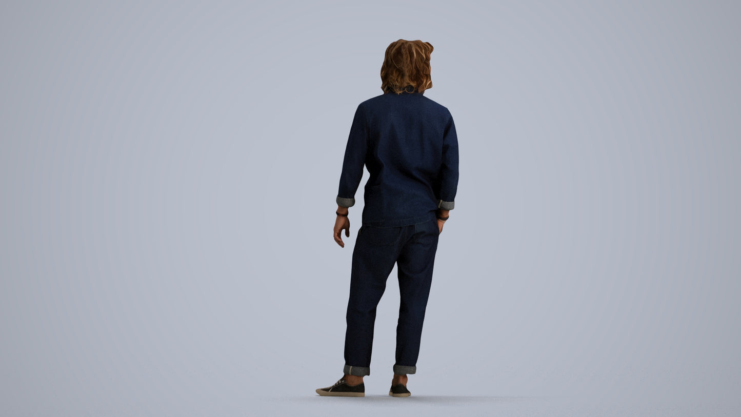 photogrammetry 3D man casual formalaffairs, realistic human model archviz FBX, front view render