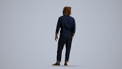 photogrammetry 3D man casual formalaffairs, realistic human model archviz FBX, front view render