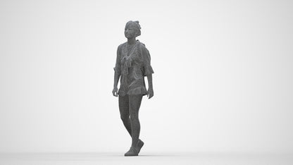 realistic 3D people girl casual kids, render-ready for V-Ray and Corona, FBX OBJ, wireframe back view
