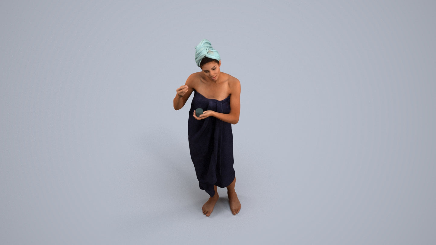 scanned 3D woman standing, photogrammetry people for Enscape and V-Ray, back view render