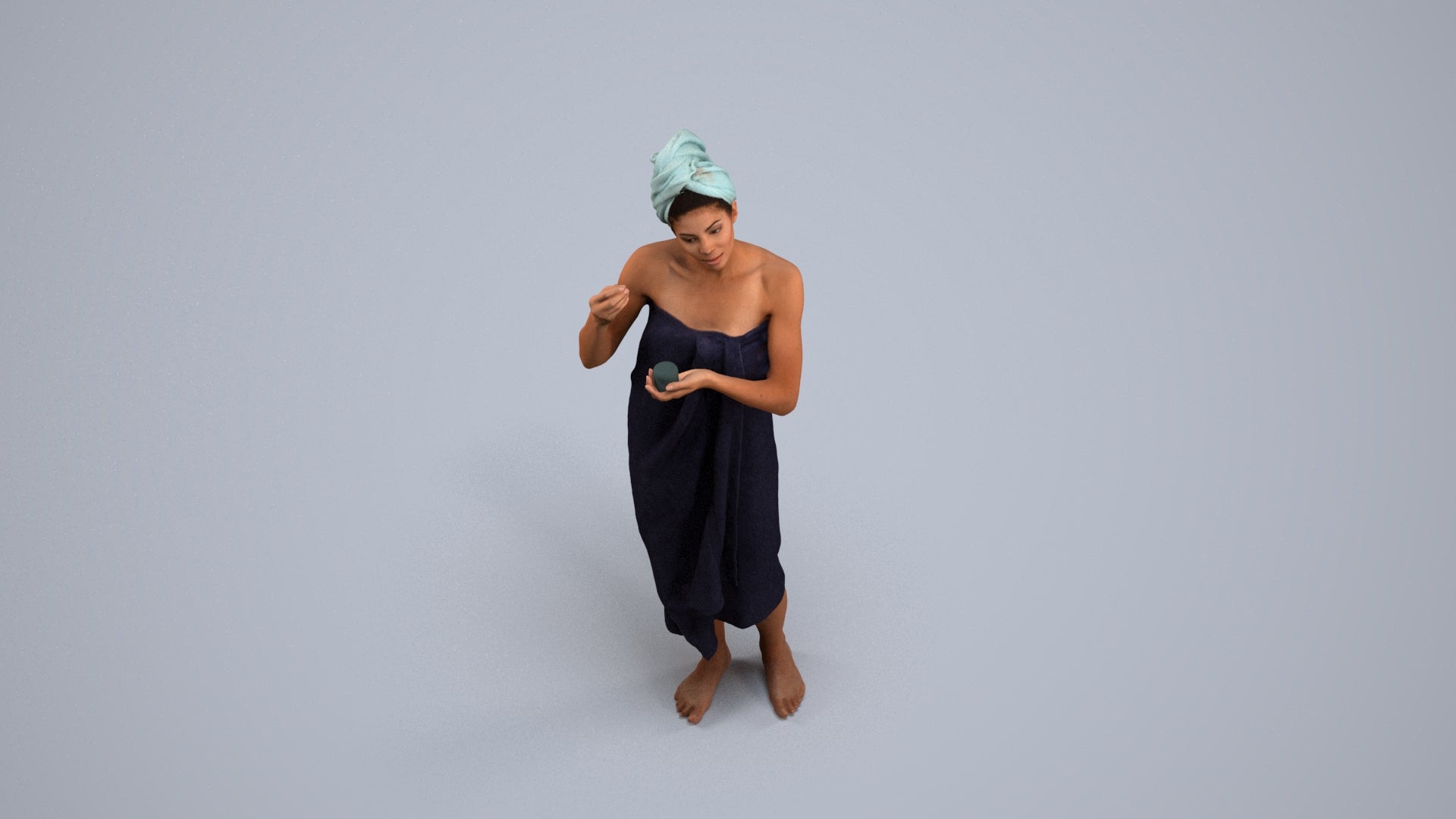 scanned 3D woman standing, photogrammetry people for Enscape and V-Ray, back view render