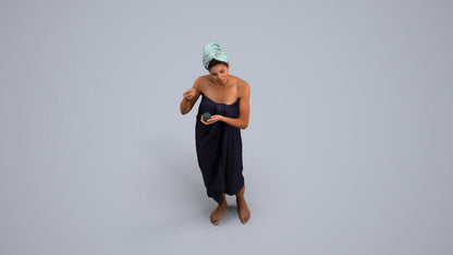 scanned 3D woman standing, photogrammetry people for Enscape and V-Ray, back view render