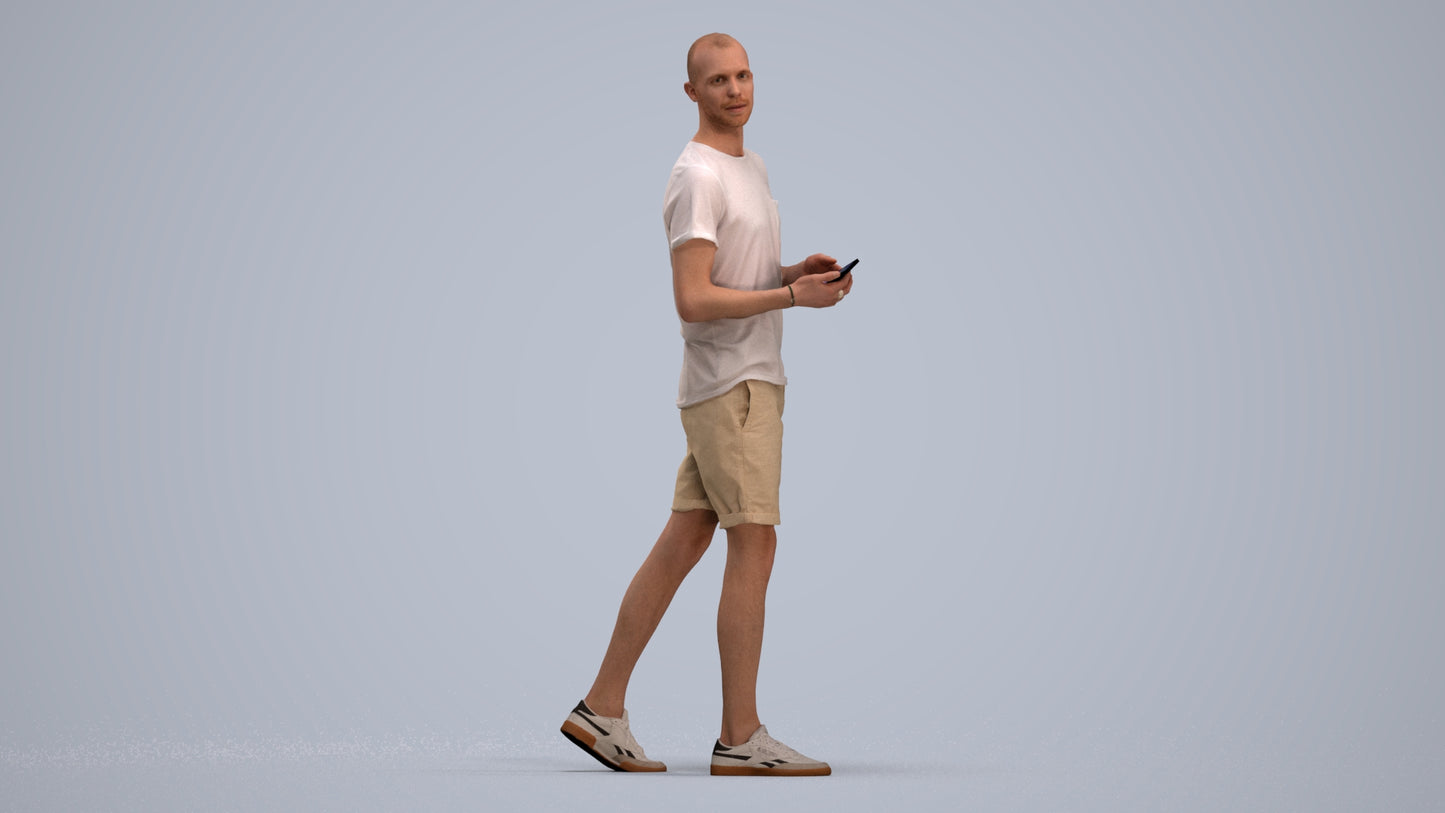 realistic 3D people man casual standing, render-ready for V-Ray and Corona, FBX OBJ, standing pose render