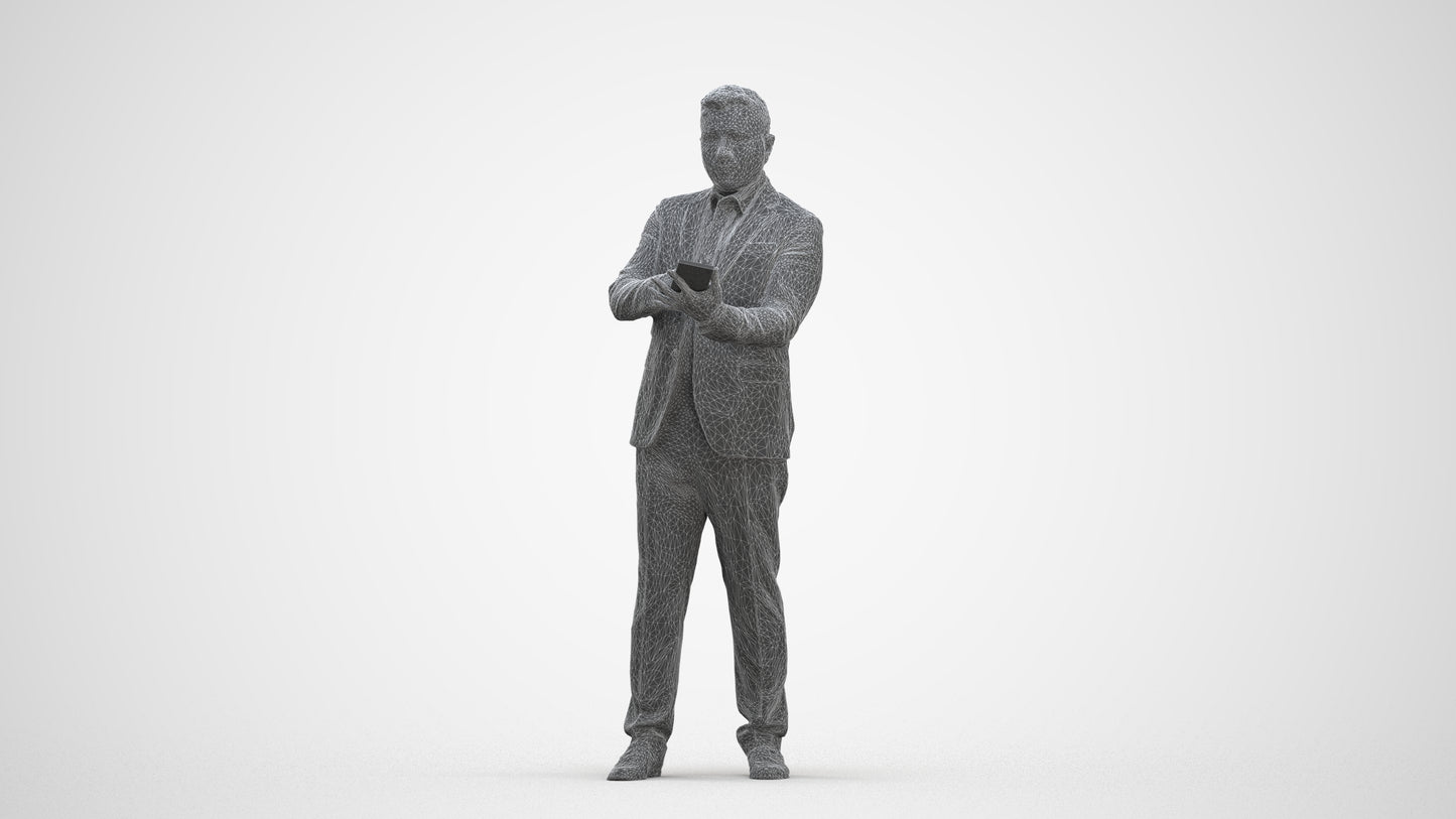 3D scanned man business, photorealistic archviz people for Enscape and SketchUp, three-quarter front view render