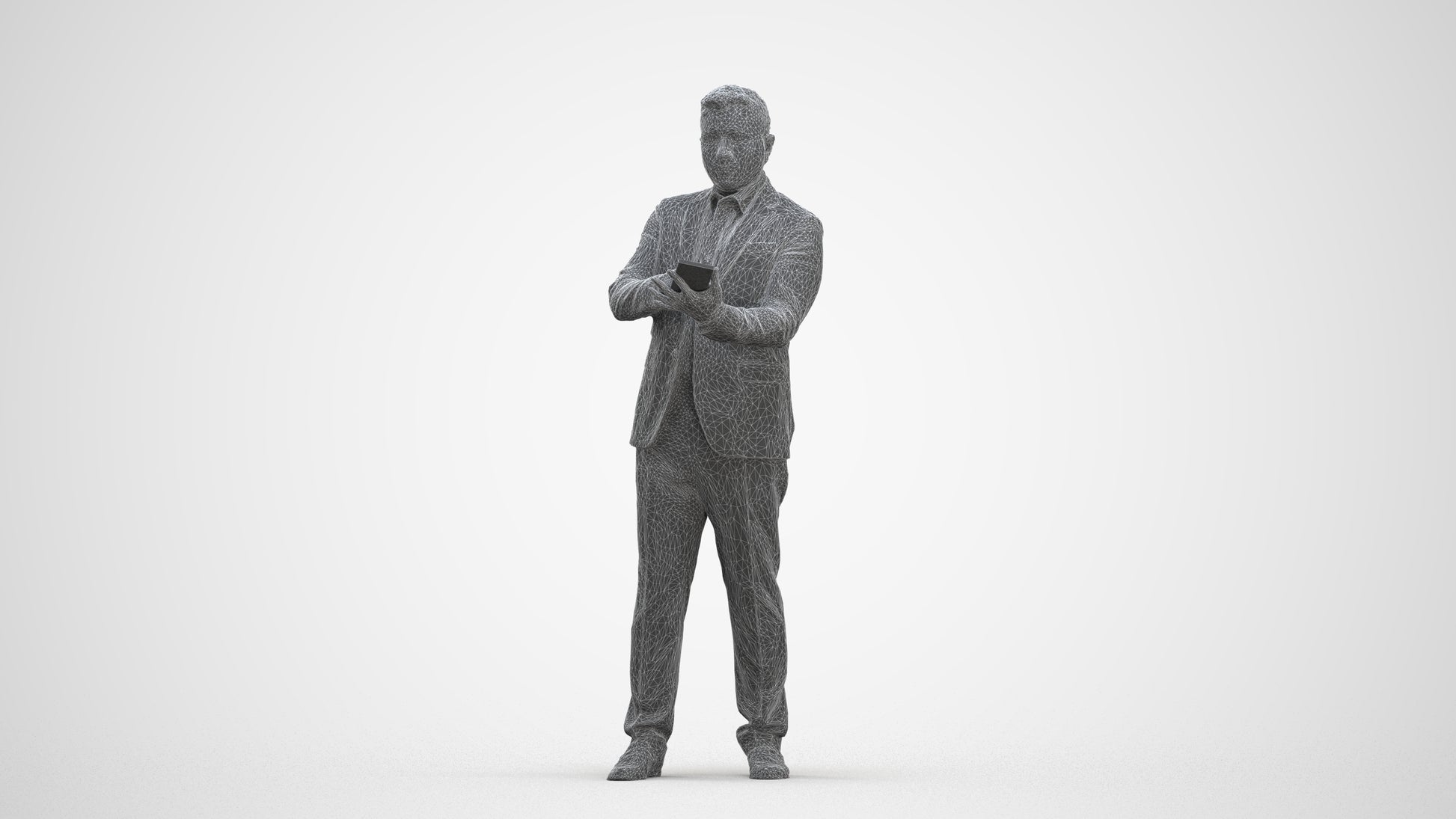 3D scanned man business, photorealistic archviz people for Enscape and SketchUp, three-quarter front view render