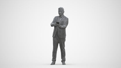 3D scanned man business, photorealistic archviz people for Enscape and SketchUp, three-quarter front view render