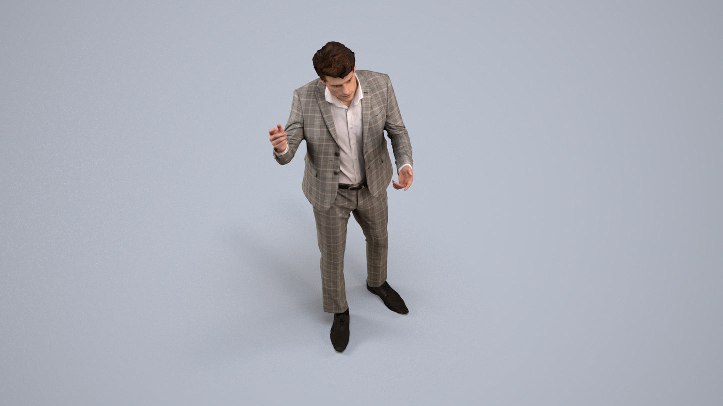 scanned 3D man business, photogrammetry people for Enscape and V-Ray, back view render