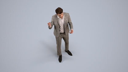 scanned 3D man business, photogrammetry people for Enscape and V-Ray, back view render