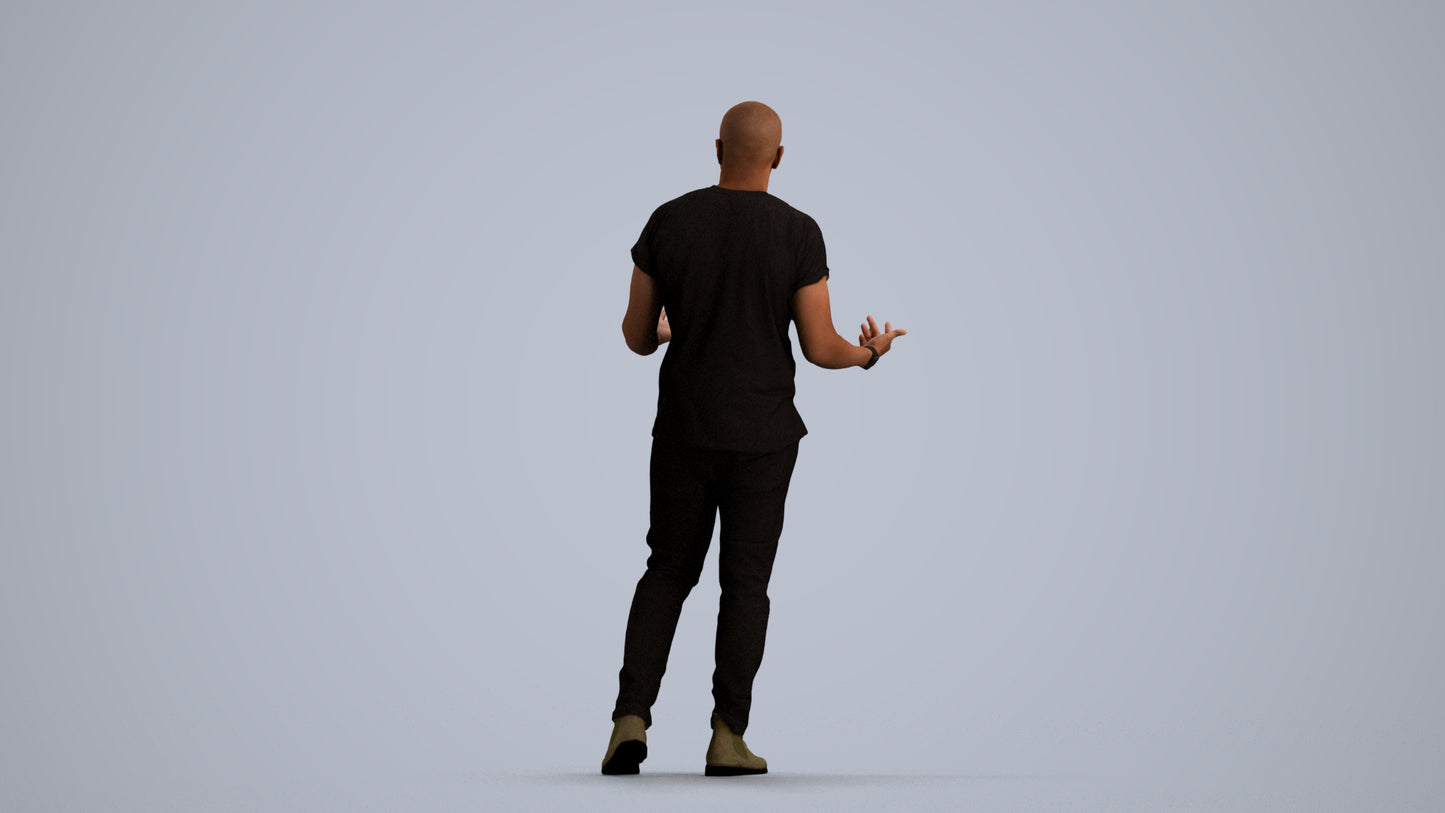 photogrammetry 3D man casual standing, realistic human model archviz FBX, front view render