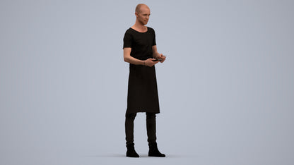 3D human model man hospitality, photogrammetry scanned person for archviz, standing pose render
