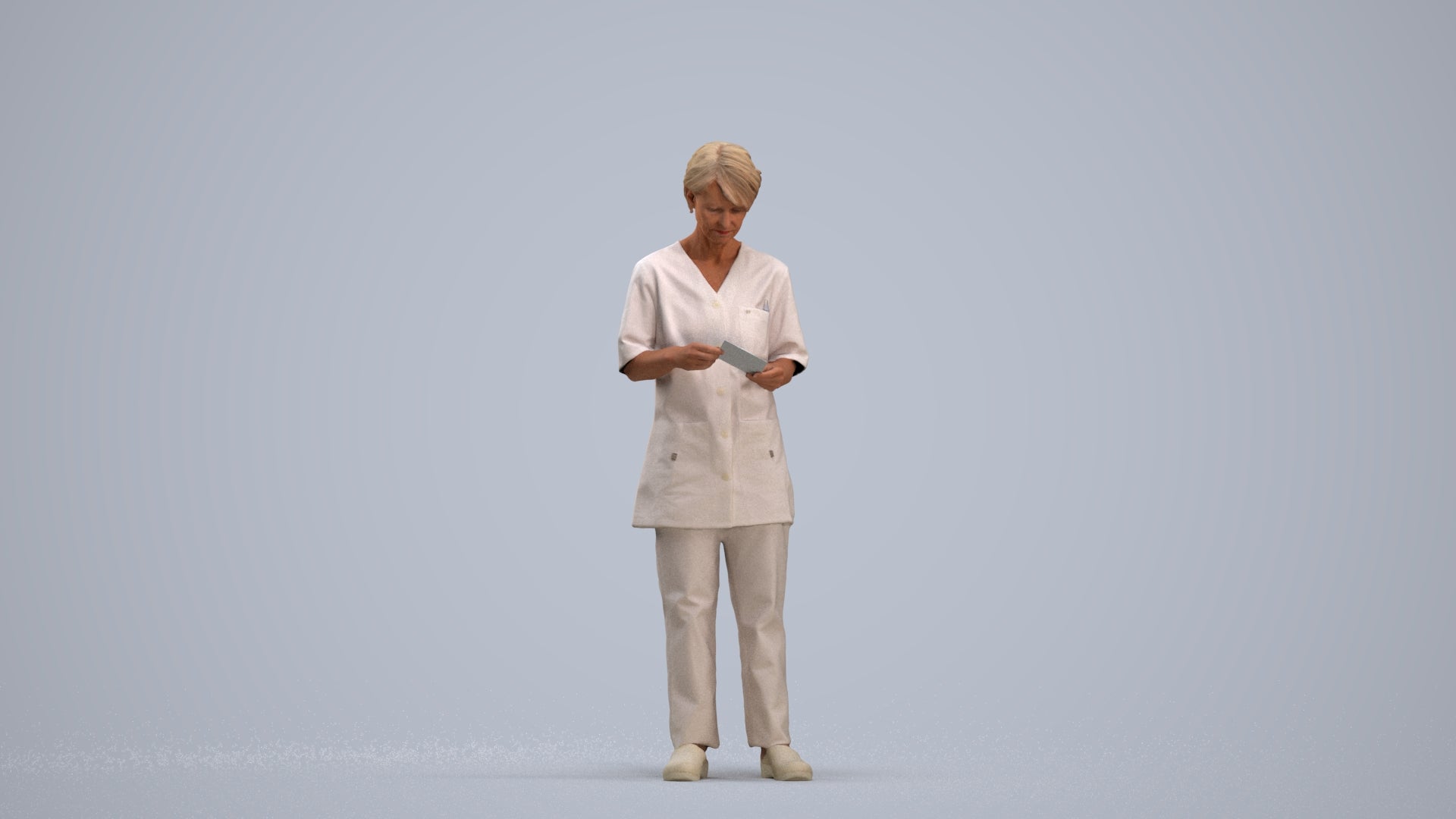 3D people model senior woman medical, scanned human for 3ds Max rendering, standing pose render