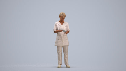 3D people model senior woman medical, scanned human for 3ds Max rendering, standing pose render