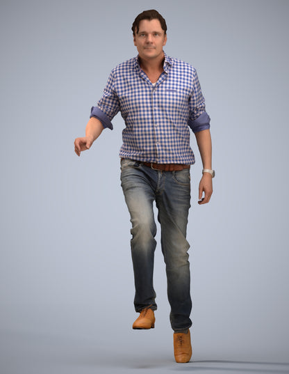 realistic 3D human man casual standing, archviz people FBX OBJ for Blender