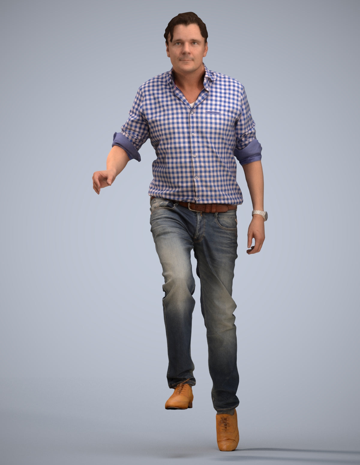 realistic 3D human man casual standing, archviz people FBX OBJ for Blender