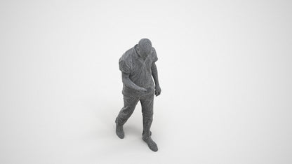 realistic 3D people senior man casual walking, render-ready for V-Ray and Corona, FBX OBJ, wireframe three-quarter view