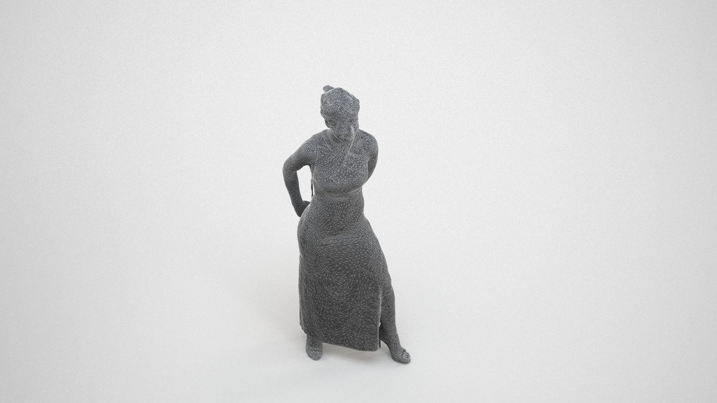 scanned 3D woman formal formalaffairs, photogrammetry people for Enscape and V-Ray, wireframe three-quarter view