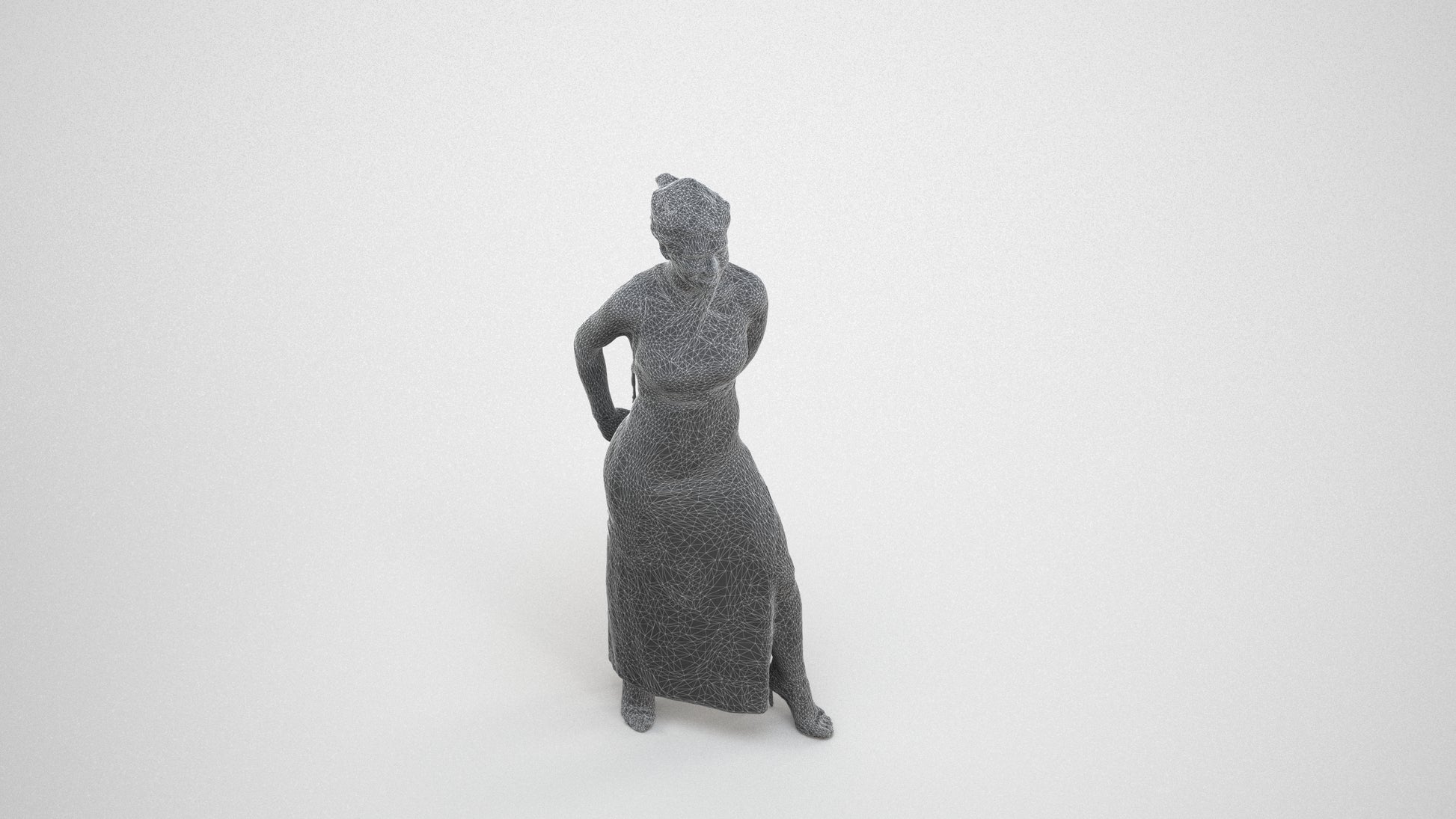 scanned 3D woman formal formalaffairs, photogrammetry people for Enscape and V-Ray, wireframe three-quarter view