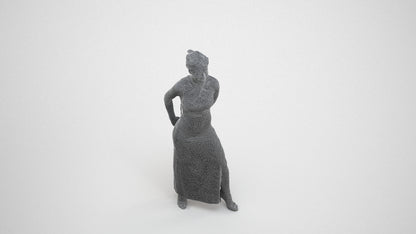 scanned 3D woman formal formalaffairs, photogrammetry people for Enscape and V-Ray, wireframe three-quarter view
