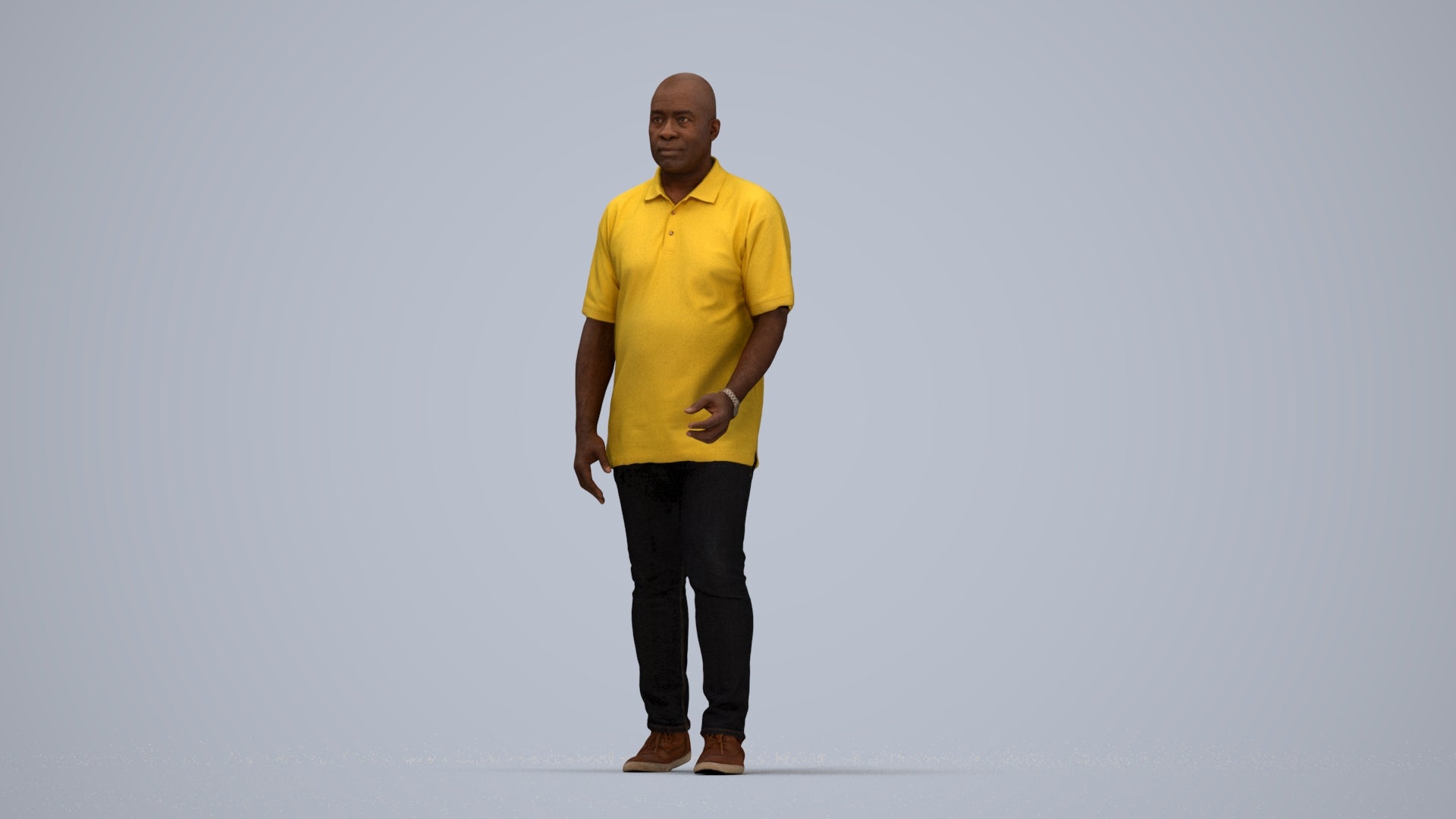 realistic 3D people man casual walking, render-ready for V-Ray and Corona, FBX OBJ, top-down view render