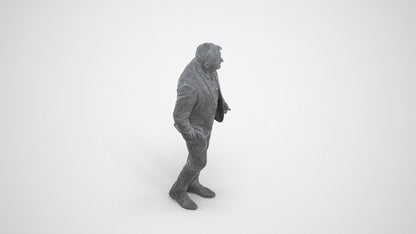 scanned 3D man business walking, photogrammetry people for Enscape and V-Ray, wireframe three-quarter view