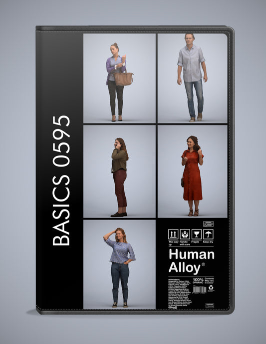photogrammetry 3D people standing collection, 5 realistic human models archviz FBX