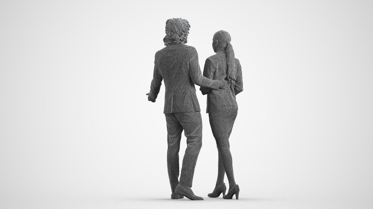 3D human model woman business, photogrammetry scanned person for archviz, wireframe front view
