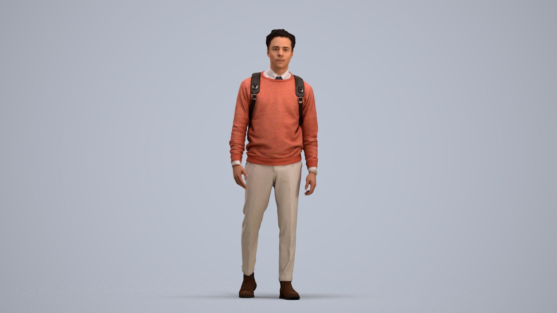 realistic 3D human man casual walking, archviz people FBX OBJ for Blender, standing pose render