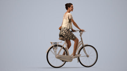 realistic 3D people woman formal cycling, render-ready for V-Ray and Corona, FBX OBJ, side view render