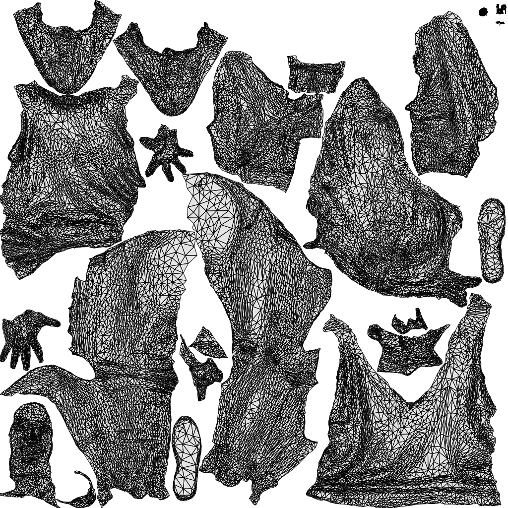 3D scanned woman sitting casual, photorealistic archviz people for Enscape and SketchUp, wireframe top-down view