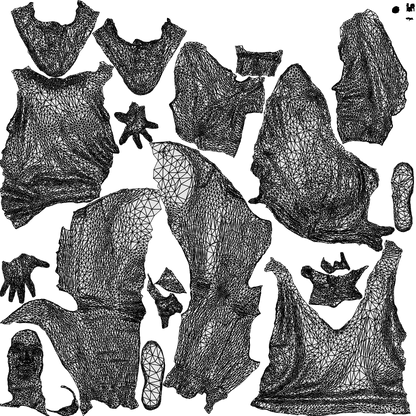 3D scanned woman sitting casual, photorealistic archviz people for Enscape and SketchUp, wireframe top-down view