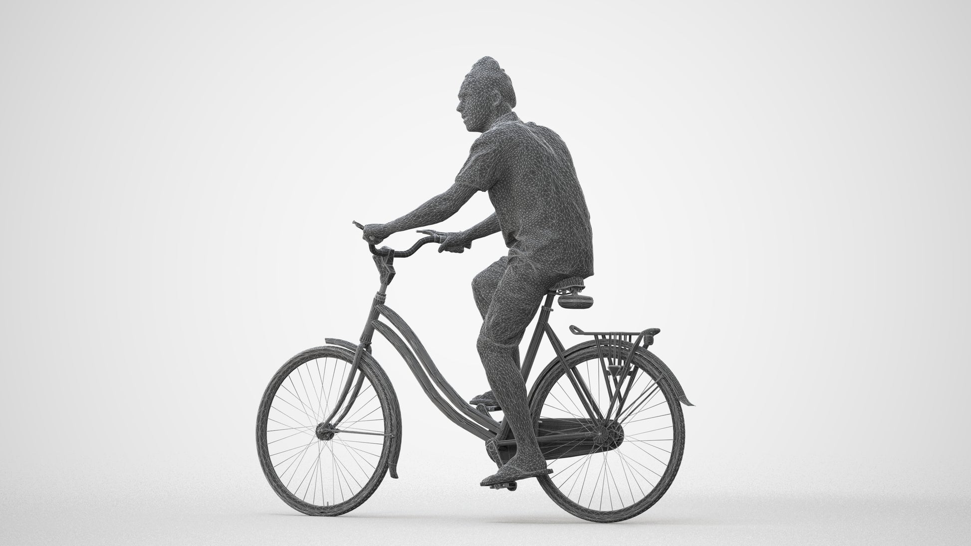 photogrammetry 3D man casual cycling, realistic human model archviz FBX, square thumbnail