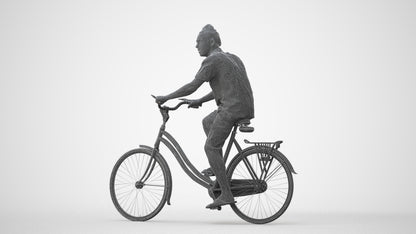 photogrammetry 3D man casual cycling, realistic human model archviz FBX, square thumbnail