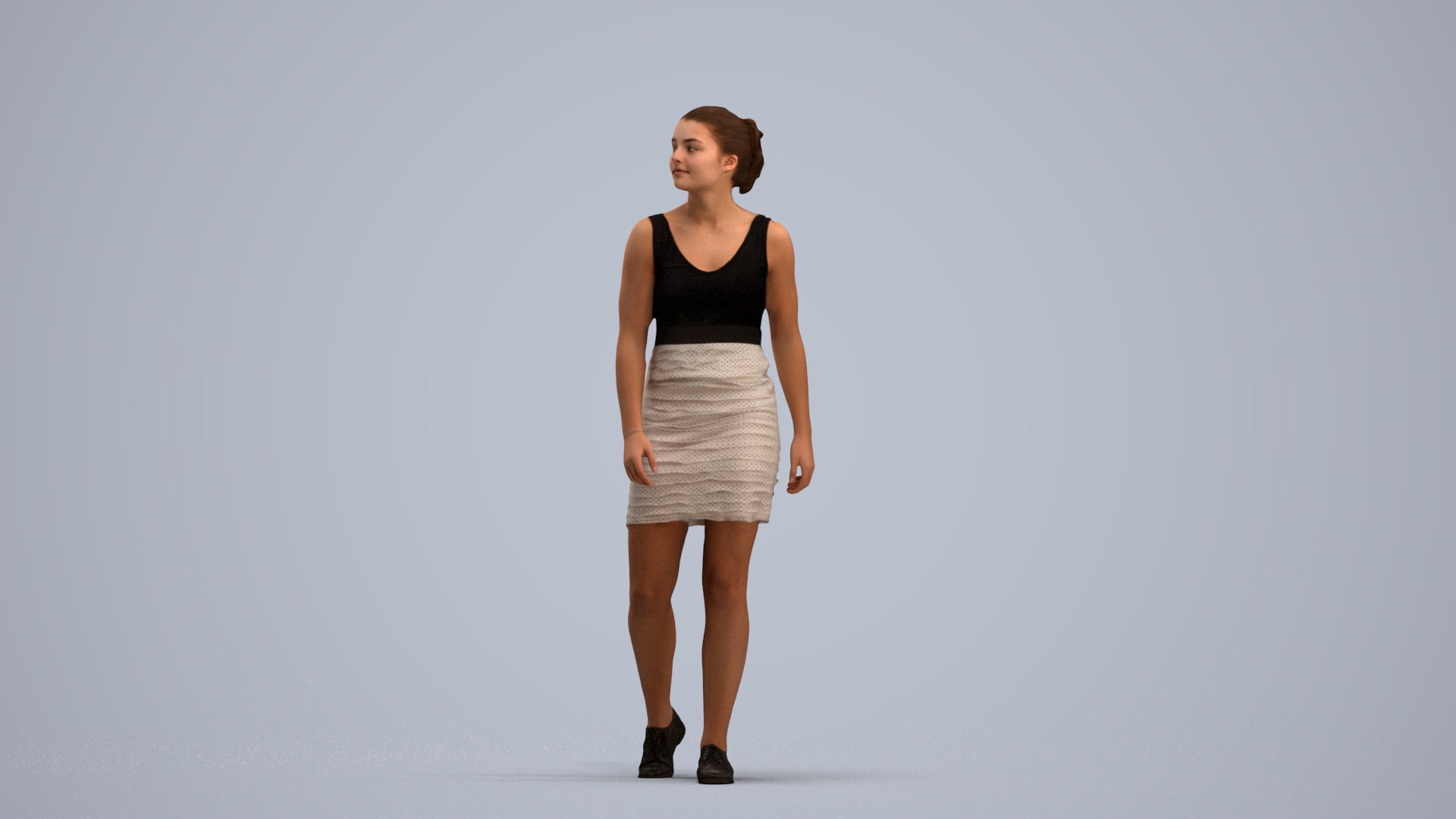 photogrammetry 3D girl casual kids, realistic human model archviz FBX, standing pose render