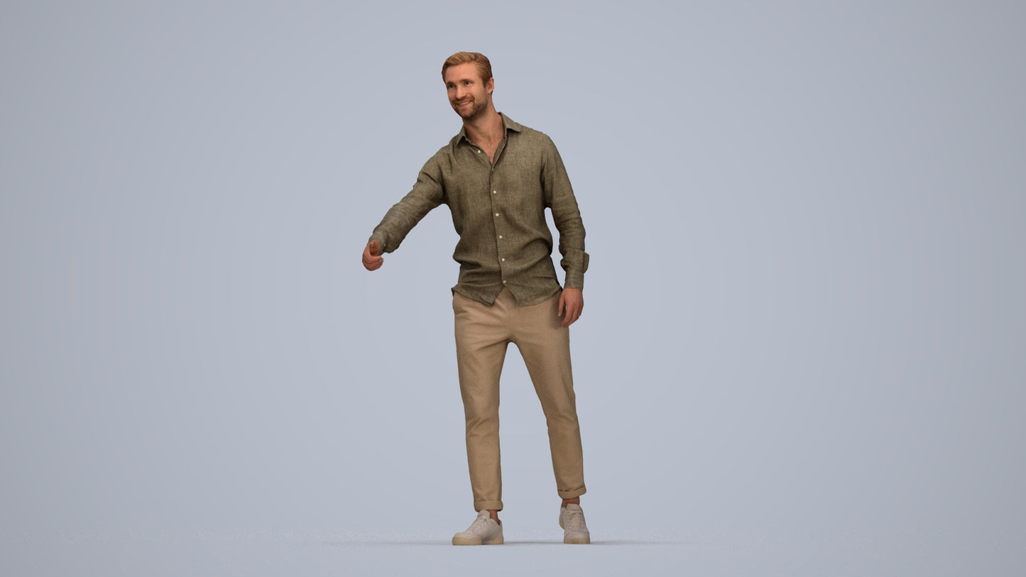realistic 3D people man casual mix, render-ready for V-Ray and Corona, FBX OBJ, top-down view render