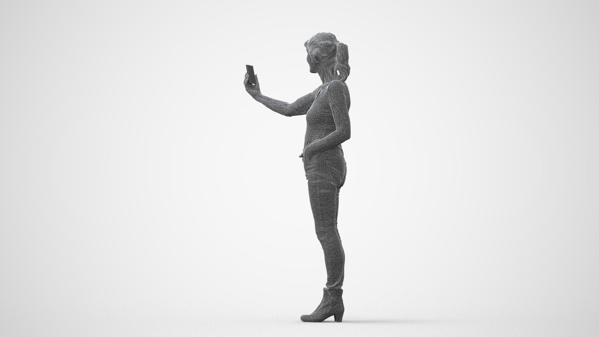 photogrammetry 3D senior woman casual standing, realistic human model archviz FBX, square thumbnail