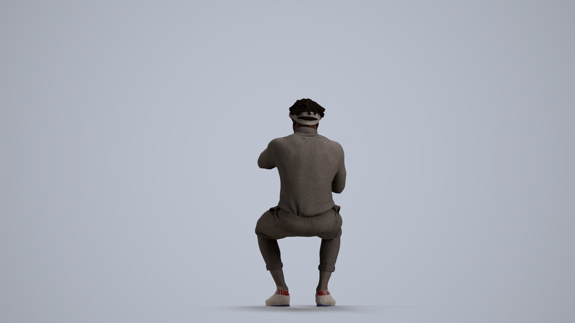3D scanned man sitting casual, photorealistic archviz people for Enscape and SketchUp, front view render