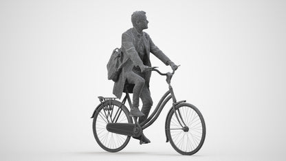 realistic 3D human man business cycling, archviz people FBX OBJ for Blender, wireframe side view