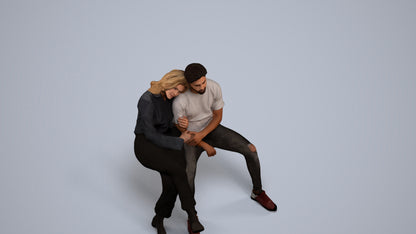 3D people model woman business couple, scanned human for 3ds Max rendering, back view render