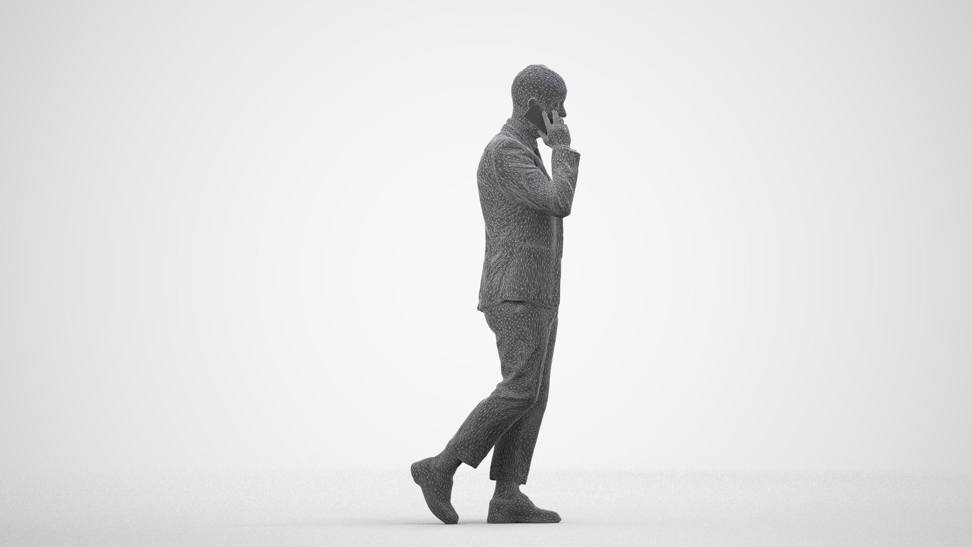 photogrammetry 3D man business, realistic human model archviz FBX, wireframe side view