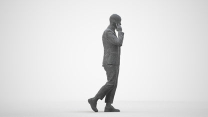 photogrammetry 3D man business, realistic human model archviz FBX, wireframe side view