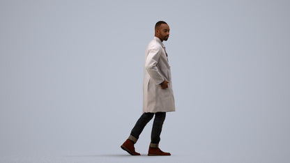 3D human model man medical, photogrammetry scanned person for archviz, side view render