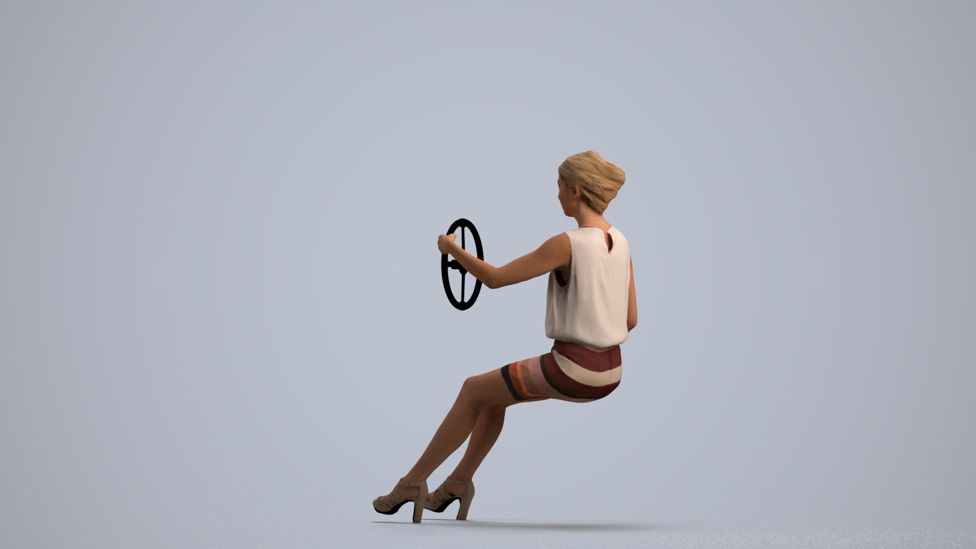 3D people model woman business mix, scanned human for 3ds Max rendering, front view render