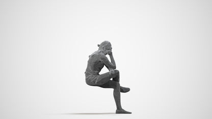 realistic 3D human girl casual kids, archviz people FBX OBJ for Blender, wireframe side view