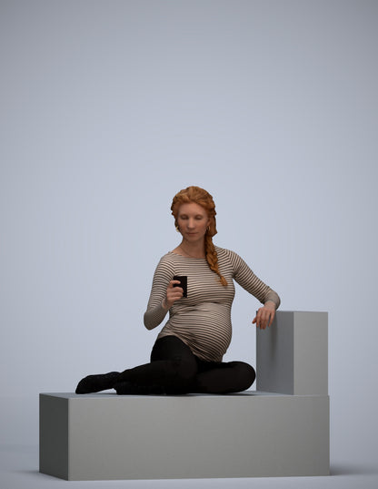 photogrammetry 3D woman casual sitting, realistic human model archviz FBX