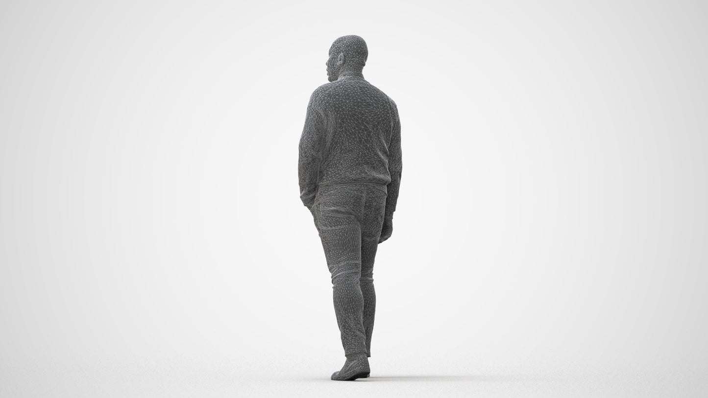 realistic 3D human man casual walking, archviz people FBX OBJ for Blender, square thumbnail