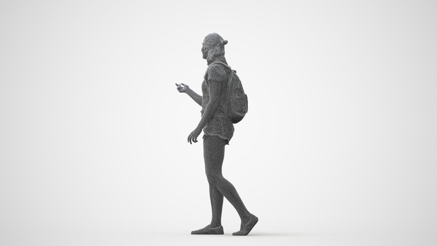 3D scanned girl standing casual, photorealistic archviz people for Enscape and SketchUp, square thumbnail