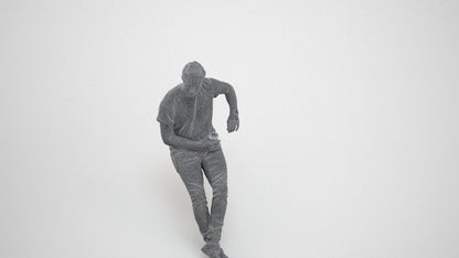 3D people model man casual sitting, scanned human for 3ds Max rendering, wireframe three-quarter view